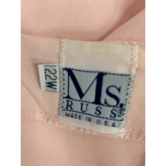 22W Ms Russ Womens 1980s Pink Blouse Shirt Short Sleeve Pullover - Picture 7 of 9